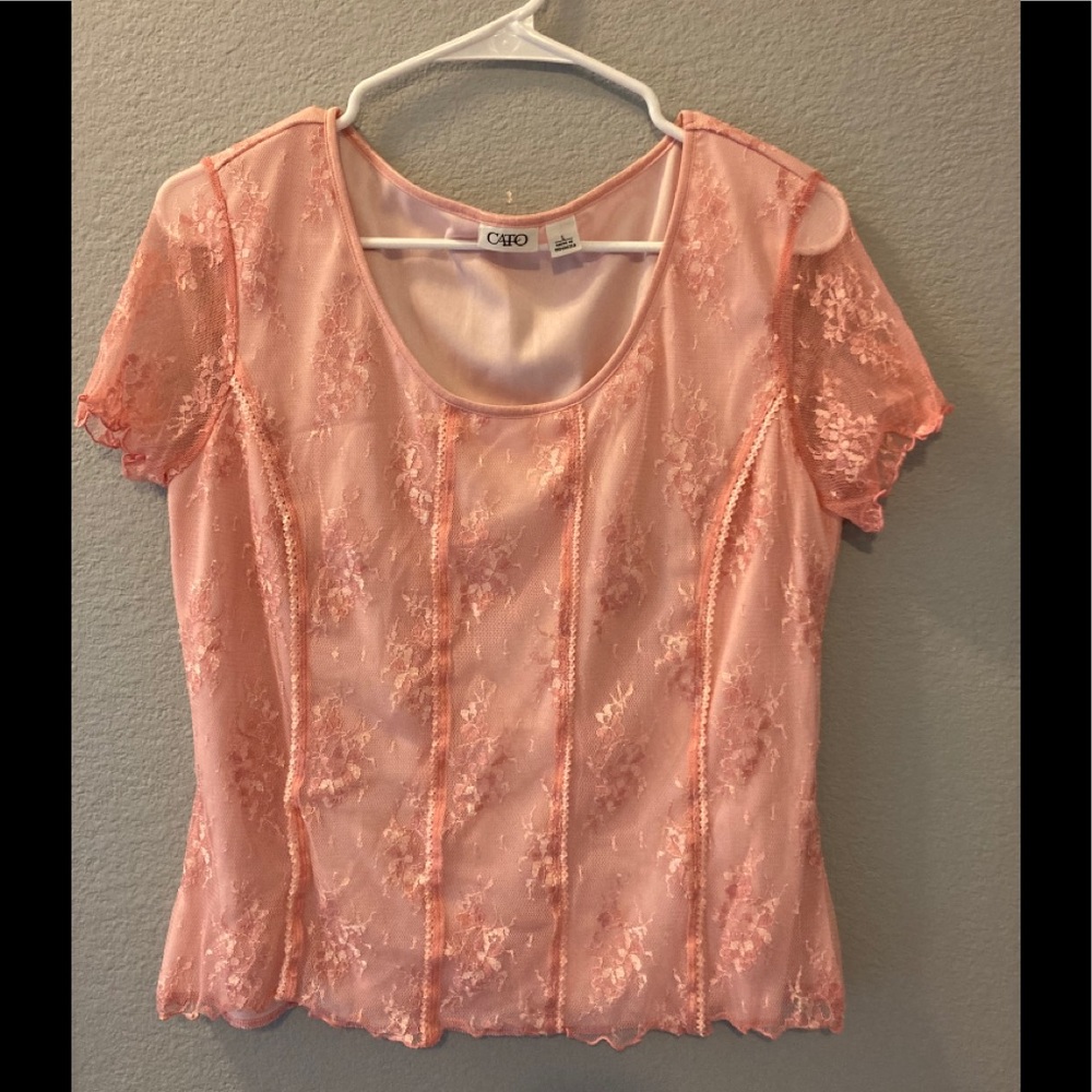 Cato blush pink lace blouse, L Top